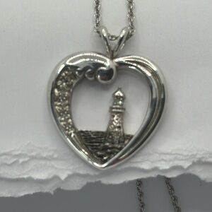 Ashton-Drake Beacon of Hope 5 Diamond Sterling Silver Pendant and Chain‎